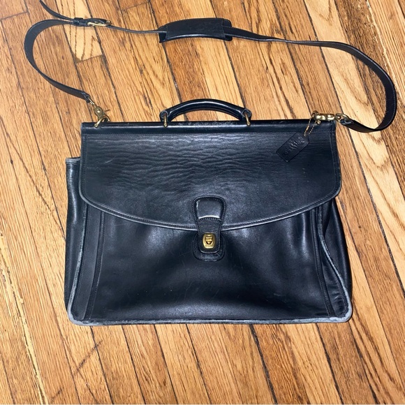 Coach Handbags - Vintage Coach 5265 Lexington Black Leather Briefcase Messenger Shoulder Bag